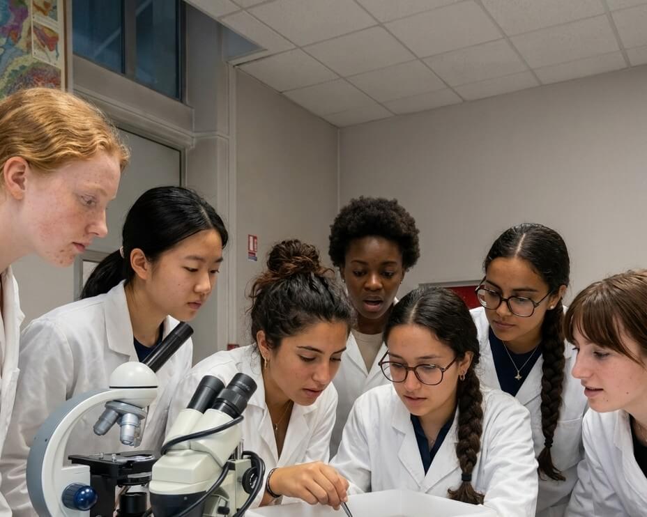 Students in class during the Biomedical Engineering summer program at Sportech Academy