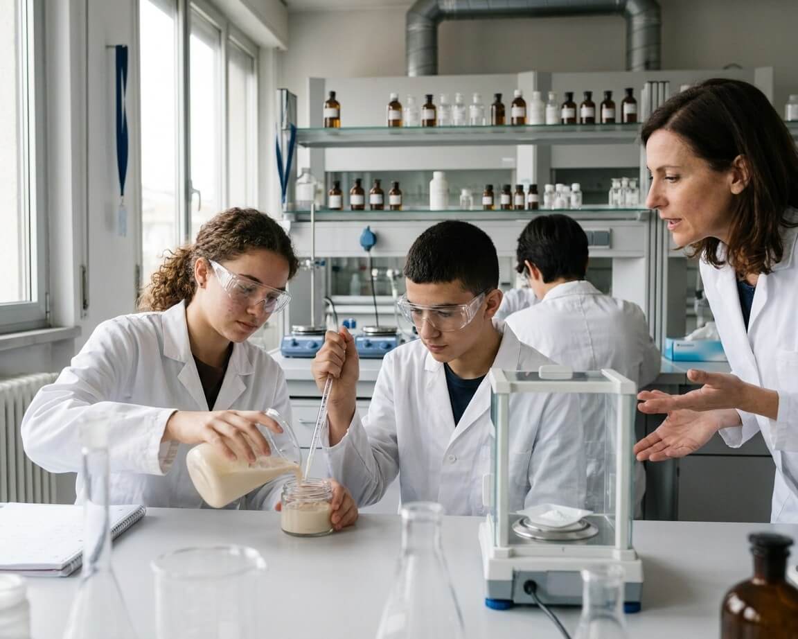 Students in class during the Cosmetic Sciences summer program at Sportech Academy in Milan