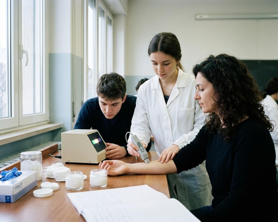 Students in class during the Cosmetic Sciences summer program at Sportech Academy in Milan
