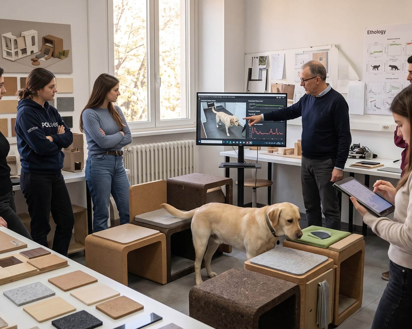 Students in class during the Pet Design summer program at Sportech Academy in Milan